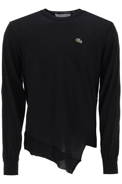 Shop Comme Des Garçons Shirt X Lacoste Bias-cut Sweater In Black (black)