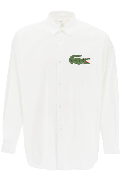 Shop Comme Des Garçons Shirt X Lacoste Oversized Shirt With Maxi Patch In White (white)