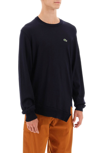 Shop Comme Des Garçons Shirt X Lacoste Bias-cut Sweater In Navy (blue)