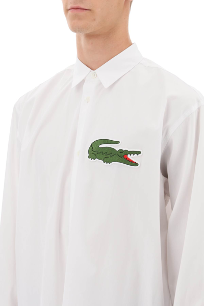 Shop Comme Des Garçons Shirt X Lacoste Oversized Shirt With Maxi Patch In White (white)