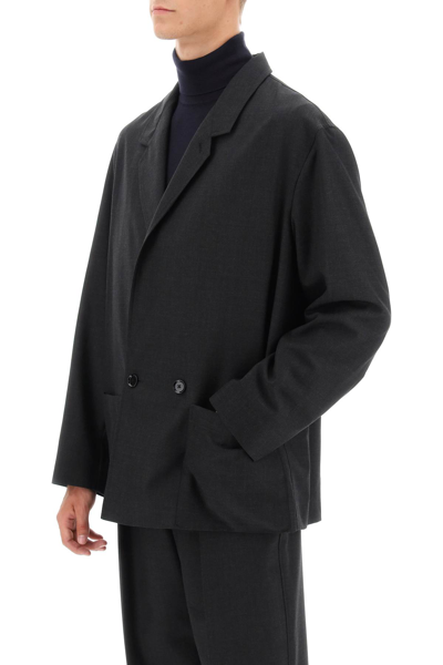 Shop Lemaire Deconstructed Poly-wool Blazer In Caviar (grey)