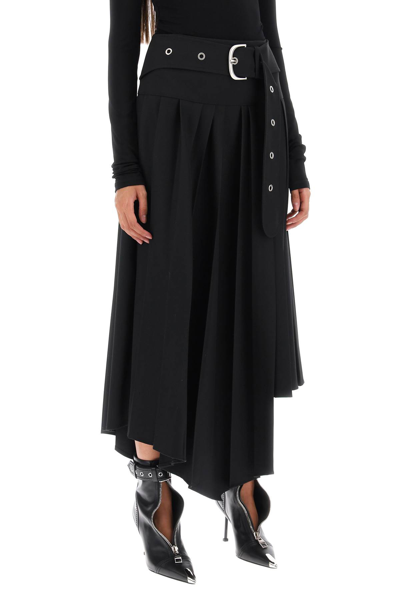 Shop Off-white Belted Tech Drill Pleated Skirt In Black No Color (black)