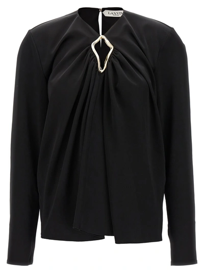 Shop Lanvin Metallic Detail Blouse Shirt, Blouse Black