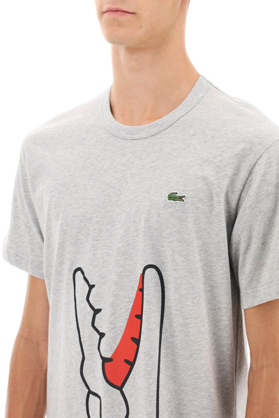 Shop Comme Des Garçons Shirt X Lacoste T-shirt With Graphic Print In Top Grey (grey)
