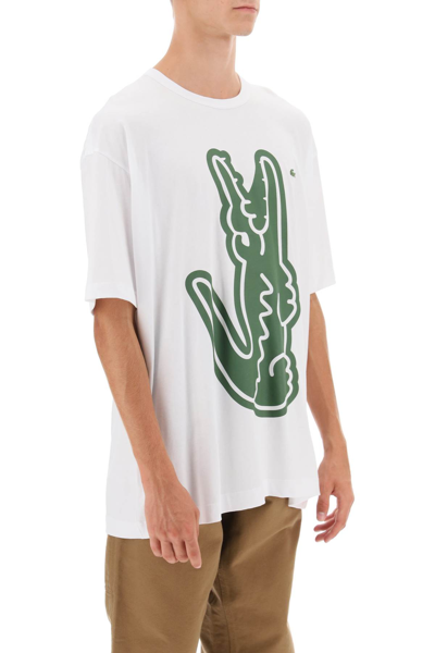 Shop Comme Des Garçons Shirt X Lacoste Crocodile Print T-shirt In White (white)