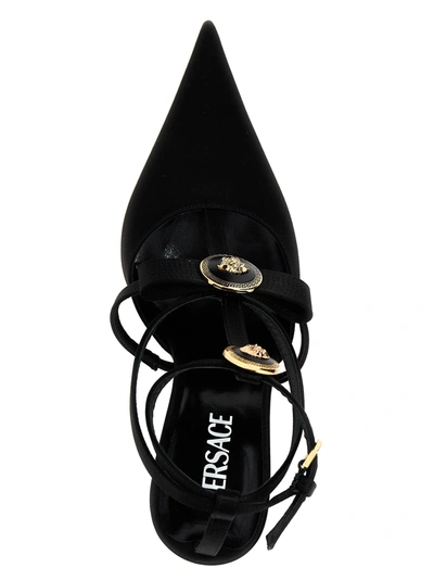 Shop Versace Gianni Ribbon Pumps Black