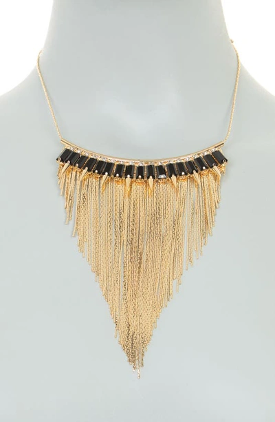 Shop Natasha Crystal Fringe Statement Necklace In Gold Jet