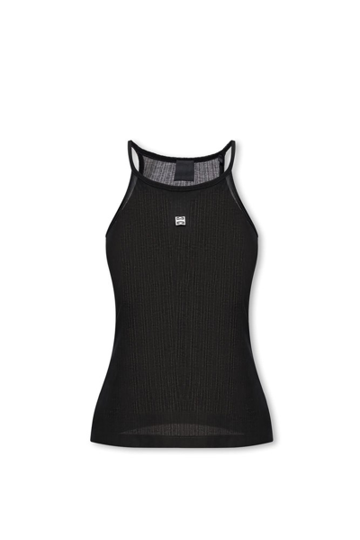 Shop Givenchy Logo Plaque Ribbed Singlet Top In Black