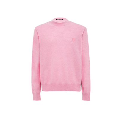 Shop Acne Studios Face Logo Patch Crewneck Sweater In Pink