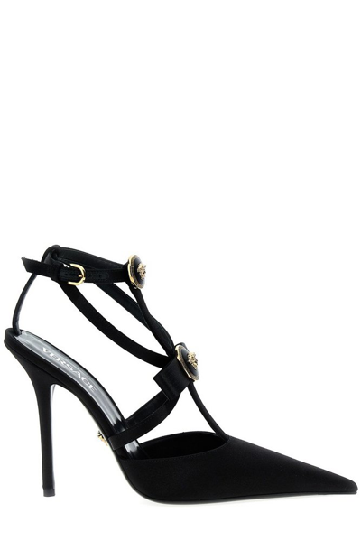 Shop Versace Gianni Pointed In Black