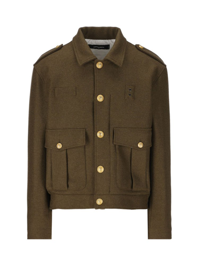 Shop Dsquared2 Military Epaulette Button In Green