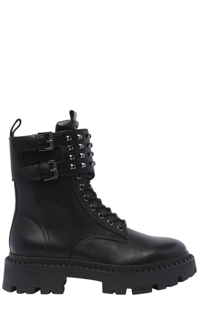 Shop Ash Gun Studs Detailed Ankle Boots In Black