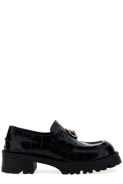 Shop Versace Vagabond Loafers In Black