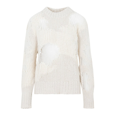 Shop Chloé Mesh Patch Knitted Jumper In Beige