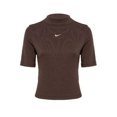 Shop Nike Sportswear Essentials Mock In Brown
