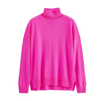 Shop Chinti & Parker Wool-cashmere Rollneck Sweater In Hotpink