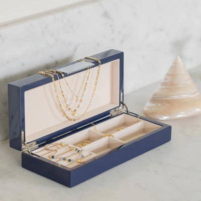 Addison Ross Ltd Navy Lacquer Box With Silver