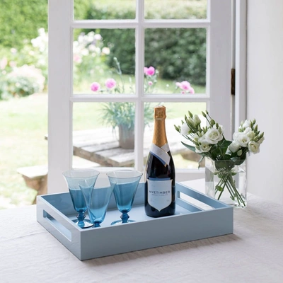 Addison Ross Ltd Pale Denim Blue Medium Lacquered Serving Tray In Blue