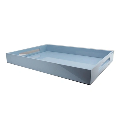 Addison Ross Ltd Pale Denim Blue Large Lacquered Ottoman Tray In Blue