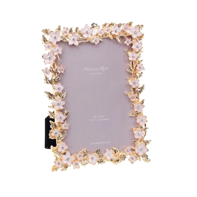Addison Ross Ltd Gold & White Flower Frame In White