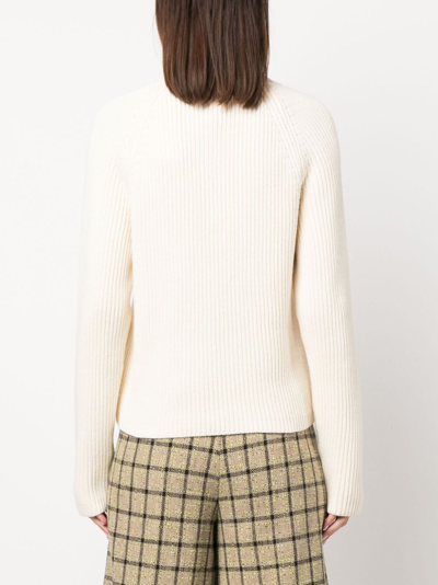 Shop Ami Alexandre Mattiussi Cotton And Wool Blend Turtleneck Sweater In White