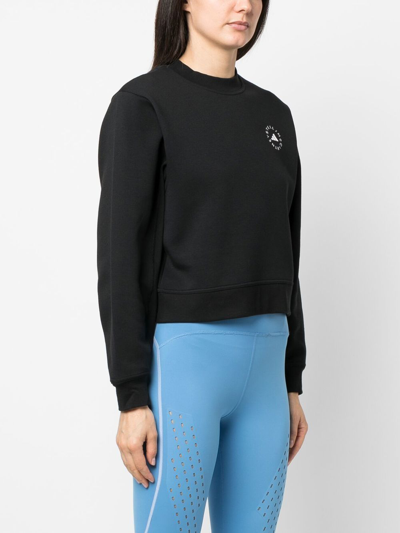 Shop Adidas By Stella Mccartney Logo-print Cropped Sweatshirt In Black