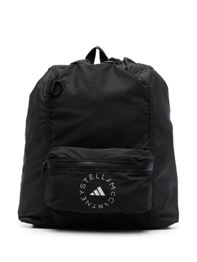 Shop Adidas By Stella Mccartney Logo Print Backpack In Black