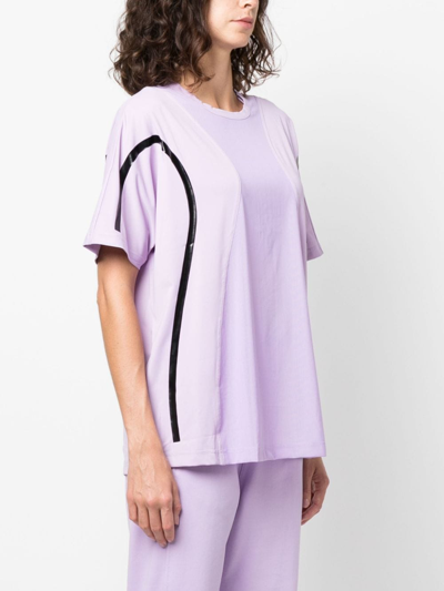 Shop Adidas By Stella Mccartney Stripe-detailing T-shirt In Violet