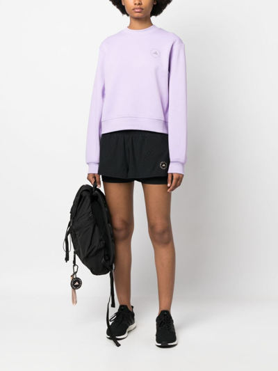 Shop Adidas By Stella Mccartney Logo Cropped Sweatshirt In Violet