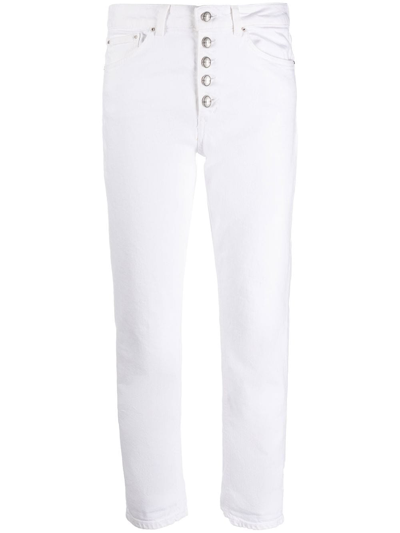 Shop Dondup Koons Cropped Denim Jeans In White