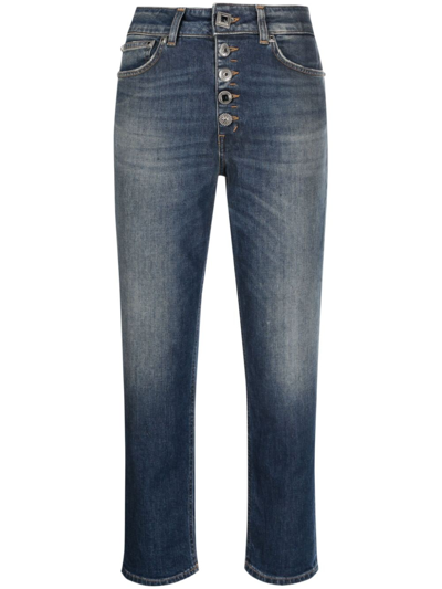 Shop Dondup Koons Cropped Denim Jeans In Blue