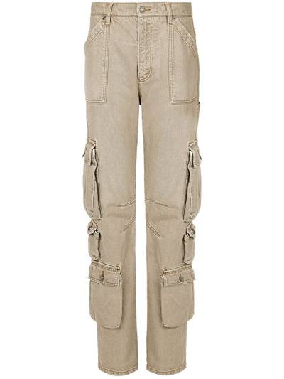 Shop Dolce & Gabbana Denim Cargo Pants In Beige