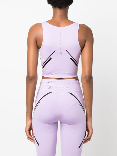 Shop Adidas By Stella Mccartney Logo Sports Cropped Top In Violet
