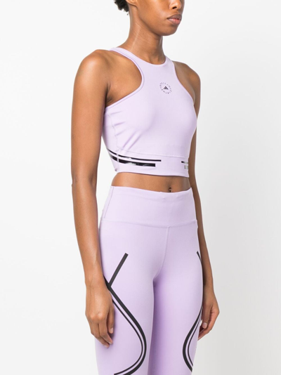 Shop Adidas By Stella Mccartney Logo Sports Cropped Top In Violet