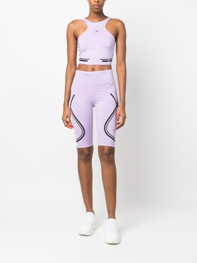 Shop Adidas By Stella Mccartney Logo Sports Cropped Top In Violet