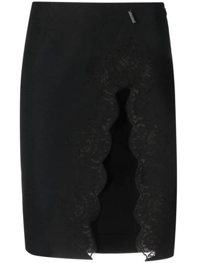 Shop Dsquared2 Black Short Skirt With Embroidery In Nero