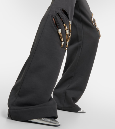 Shop Area Claw Embellished Cutout Sweatpants In Black
