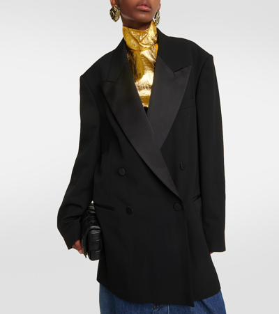 Shop Dries Van Noten Wool And Silk-blend Gabardine Tuxedo Jacket In Black
