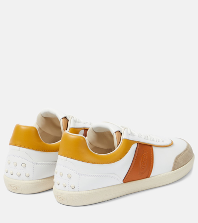 Shop Tod's Tabs Suede-trimmed Leather Sneakers In Multicoloured