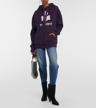 Shop Marant Etoile Mansel Logo Cotton-blend Hoodie In Purple