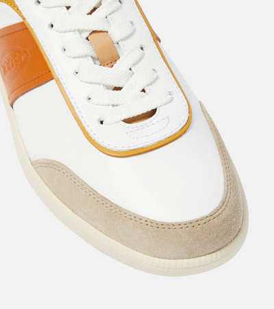 Shop Tod's Tabs Suede-trimmed Leather Sneakers In Multicoloured