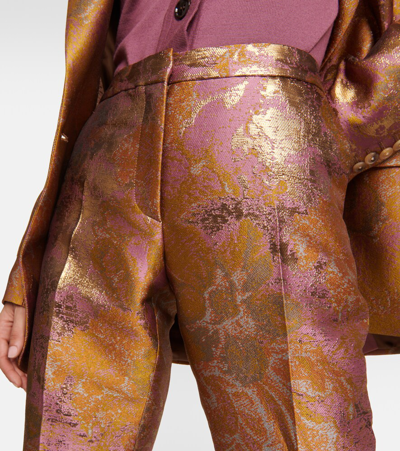 Shop Dries Van Noten Printed Metallic Mid-rise Straight Pants In Multicoloured