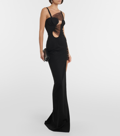 Shop Nensi Dojaka Cutout Jersey Maxi Dress In Black