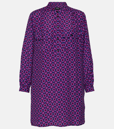 Apc Mathilde Printed Shirt Dress In Purple