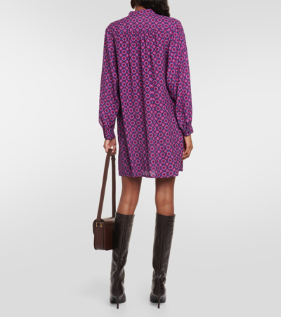 Shop Apc Mathilde Printed Shirt Dress In Purple