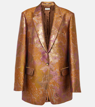 Shop Dries Van Noten Printed Metallic Blazer In Multicoloured