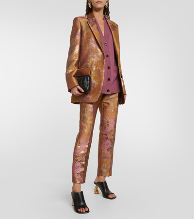 Shop Dries Van Noten Printed Metallic Blazer In Multicoloured