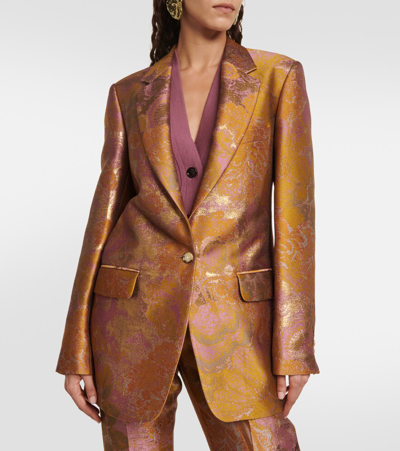 Shop Dries Van Noten Printed Metallic Blazer In Multicoloured