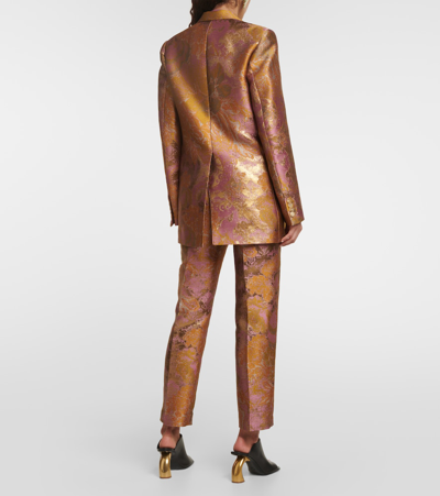 Shop Dries Van Noten Printed Metallic Blazer In Multicoloured