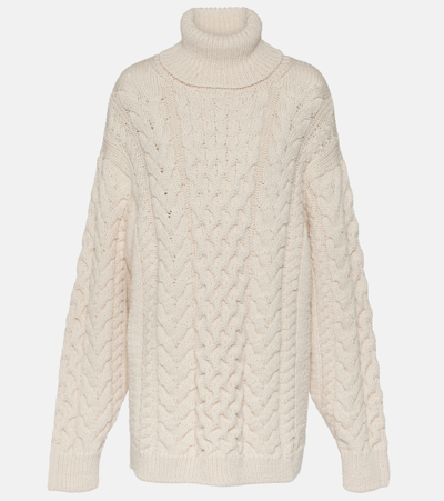 Isabel Marant Étoile Jade Cable-knit Turtleneck Sweater In White